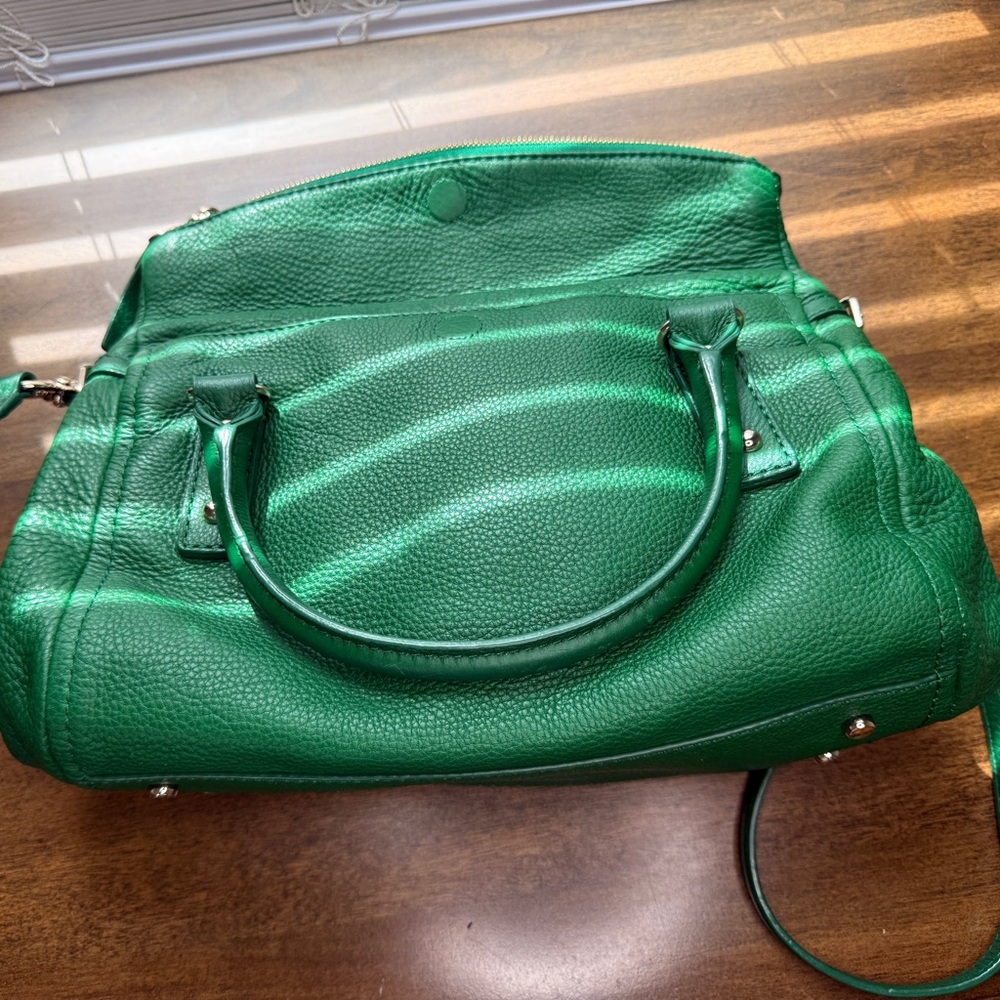 Kate Spade New York Green Pebbled Leather Satchel Crossbody Bag - Picture 14 of 16